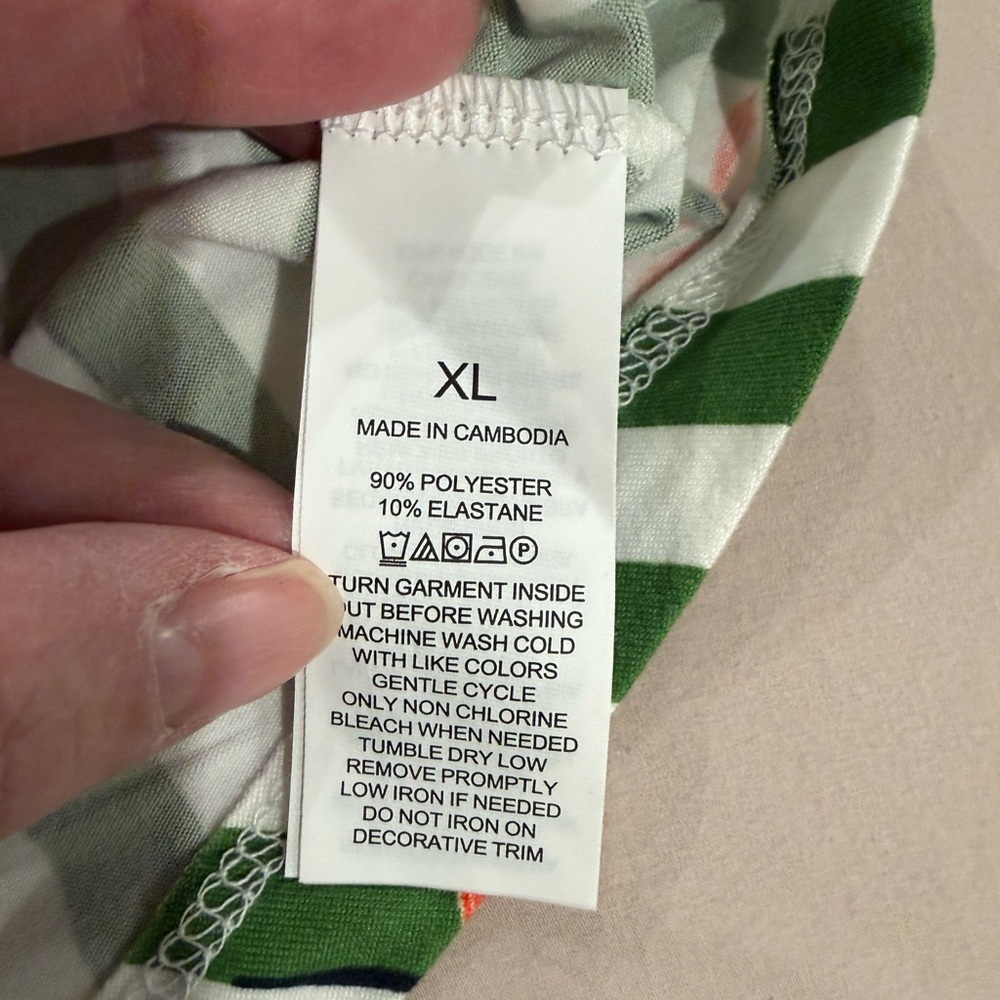 kate spade Green and White Striped Short Pajama Set with Coral Trim - Picture 7 of 8